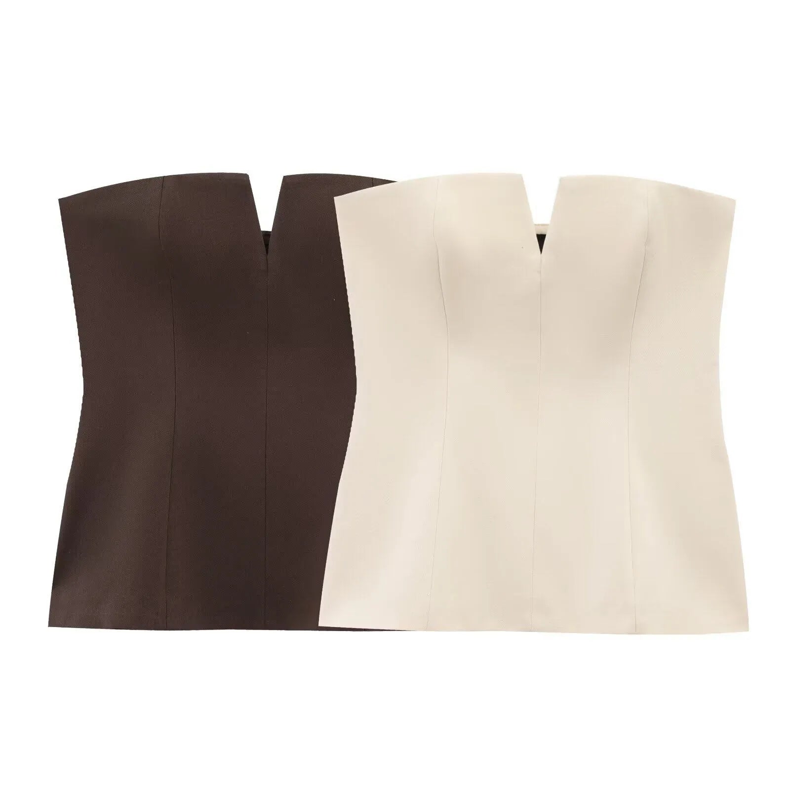 Spring Summer New Women's Sexy Strapless Tube Top ZR Style Commute Zipper Slim Fit Polyester Fiber Single Piece Regular Length
