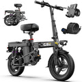 GS5 48V 15AH Battery EBike, 20+MPH, 740W Folding Electric Bike, 20 Miles Max Range Electric Bike for Adults, 14" Fat Tire