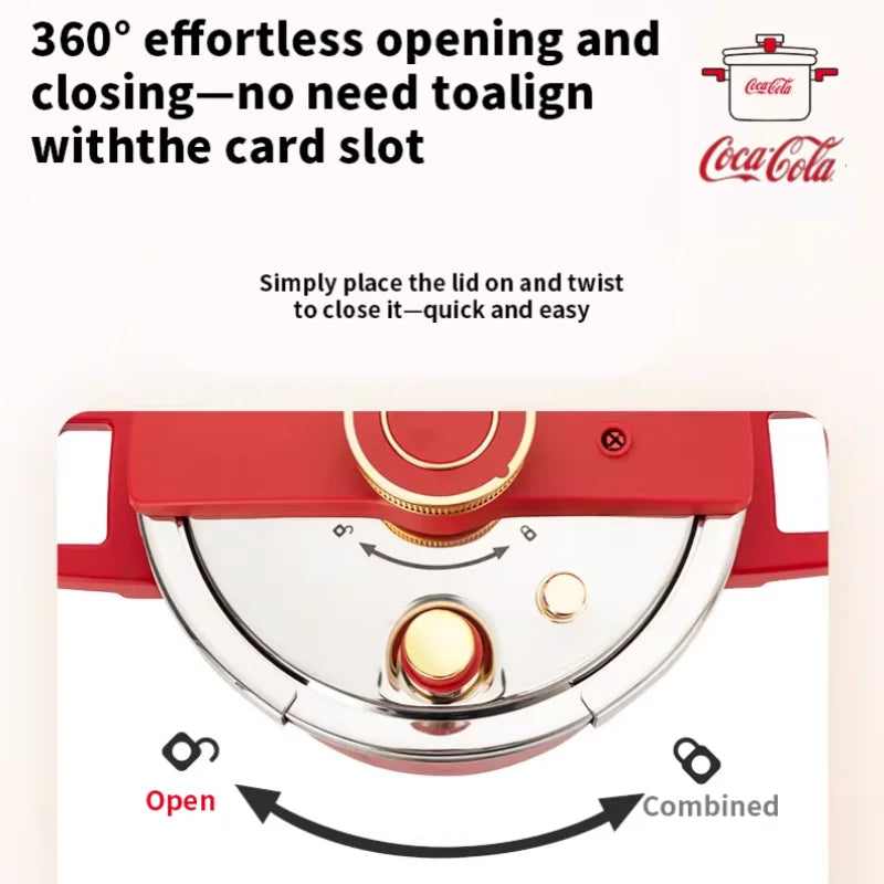 Coca Cola 6L Stainless Steel Pressure Cooker Explosion-Proof Cooking Pots Presion Multi-Cooker for Gas & Induction Cooktops