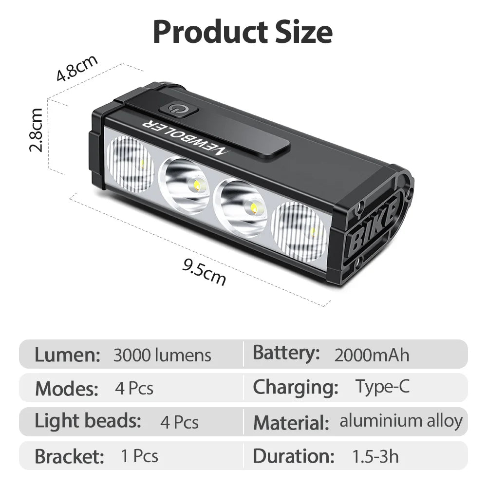 Bicycle Lights Front High Lumen Bike Light 10000mAh Power Bank Flashlight USB Charging MTB Road Cycling Lamp Accessories