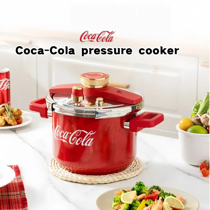 Coca Cola 6L Stainless Steel Pressure Cooker Explosion-Proof Cooking Pots Presion Multi-Cooker for Gas & Induction Cooktops