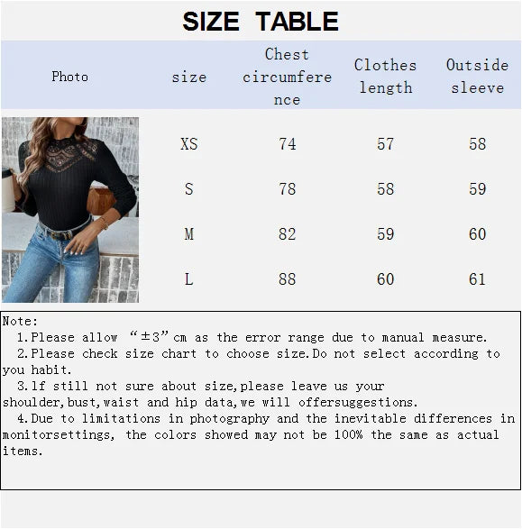 Women's Slim Fit High Neck Knitwear Spring Summer Fashion Chic Black Lace Patchwork Long Sleeve Thin Outerwear