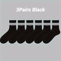 2026 Summer Mens Socks Spring Autumn Simple Casual Black White Striped Breathable Mid Tube High Quality Round Neck Socks