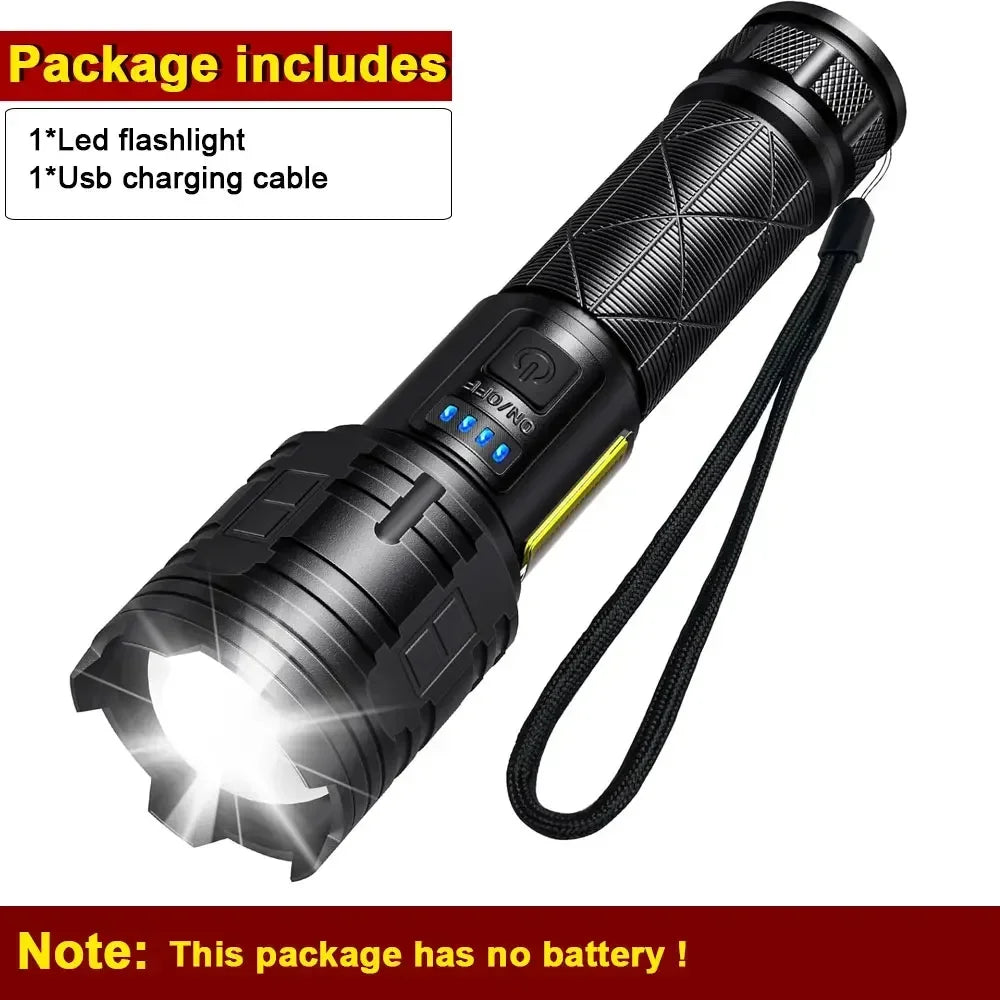 990000LM High Power Rechargeable Flashlights Super Bright LED Flashlight 7 Mode Powerful Flash Light Power Bank for Home Camping