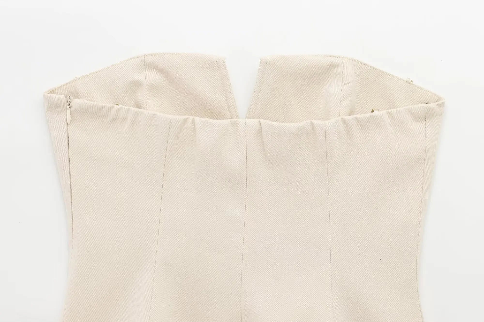 Spring Summer New Women's Sexy Strapless Tube Top ZR Style Commute Zipper Slim Fit Polyester Fiber Single Piece Regular Length
