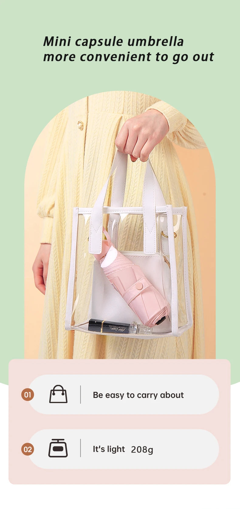 Ultralight And Compact Portable Capsule Umbrella UV Protection Umbrella Mini Five-fold Umbrella