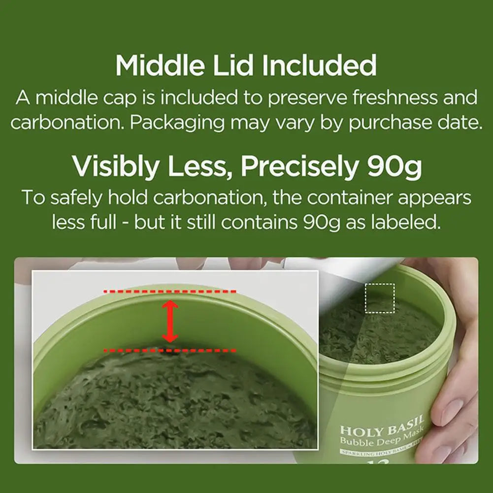 Korean Carbonic Acid Holy Basil Bubble Facial Mask Exfoliating Deep Cleansing Remove Blackhead Shrink Pore Oil Control Skin Care