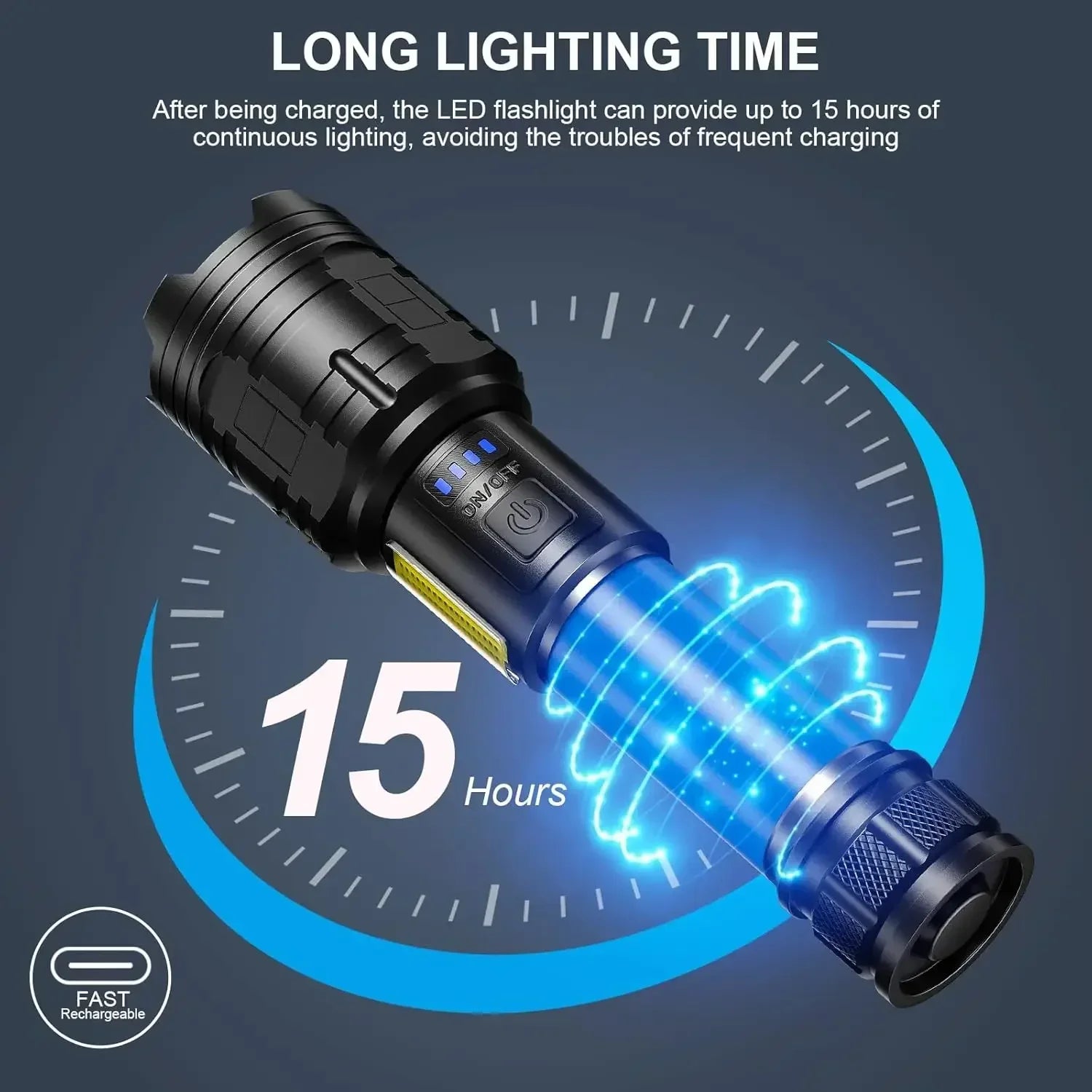 990000LM High Power Rechargeable Flashlights Super Bright LED Flashlight 7 Mode Powerful Flash Light Power Bank for Home Camping